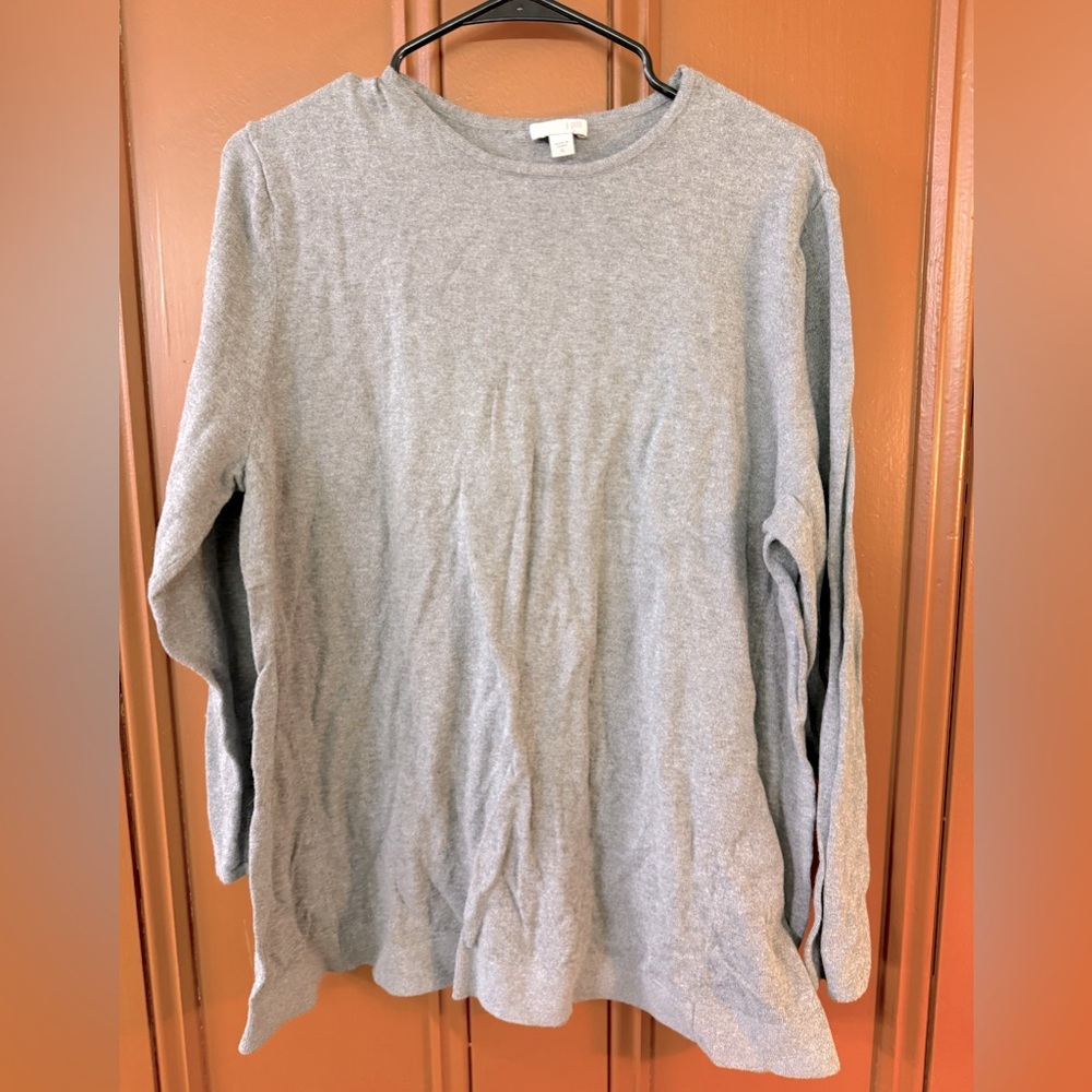 J Jill Womens Gray Long Sleeve Casual Lightweight Pullover  Sweater XL